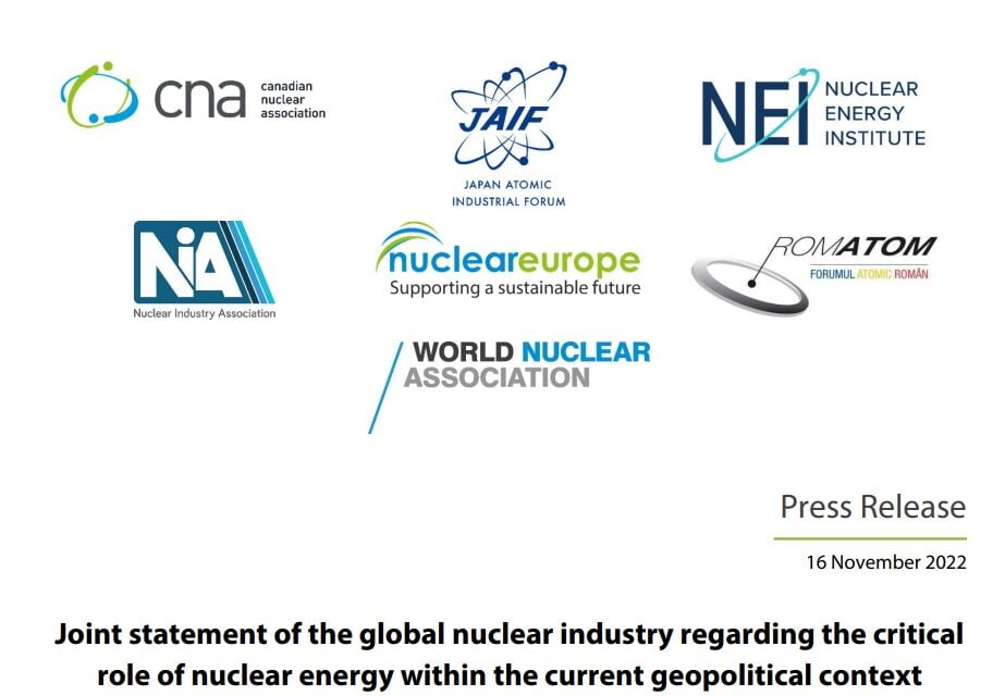 Declaratie comuna a industriei nucleare in marja COP 27 privind sustinerea energiei nucleare