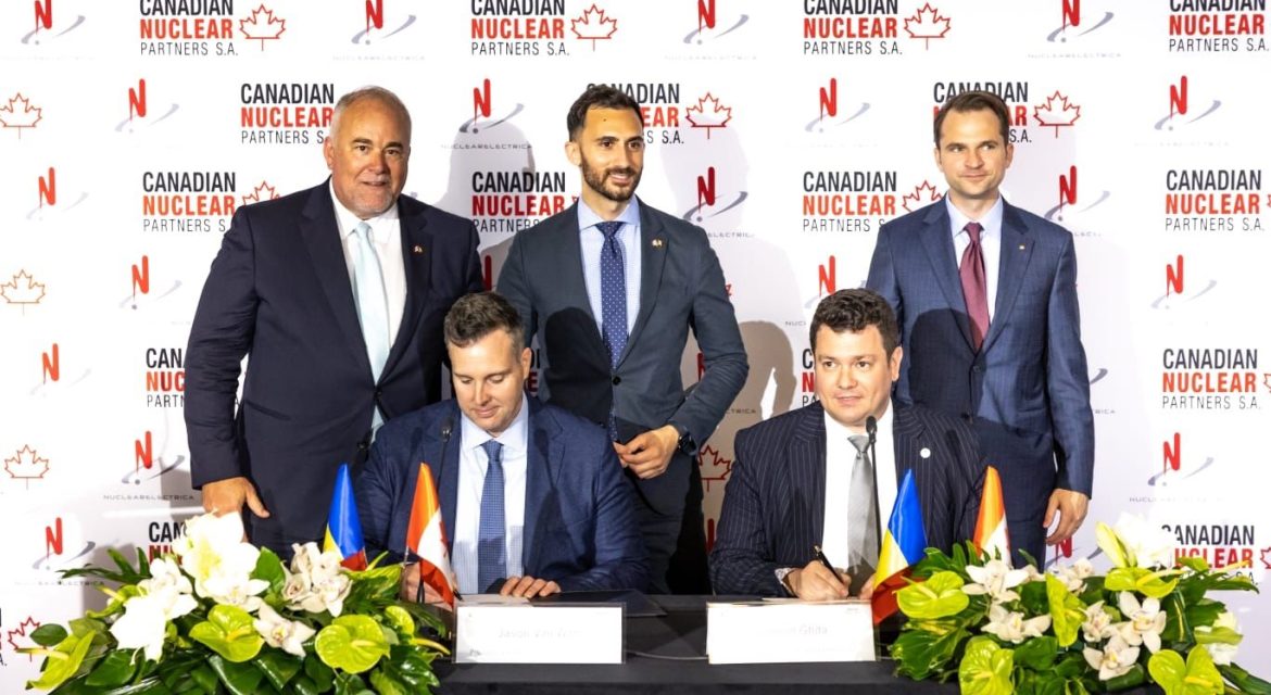 VIDEO | ROMATOM, prezentă la semnarea Acordului cadru pentru proiectul de retehnologizare a Unitatii 1 a centralei de la Cernavodă dintre Nuclearelectrica și Canadian Nuclear Partners